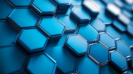 Blue Hexagonal Pattern with Metallic Edges