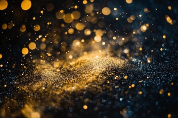 Fototapete - Golden and silver particles create a magical atmosphere in a dark setting during nighttime exploration