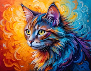  vector illustration of an abstract cat