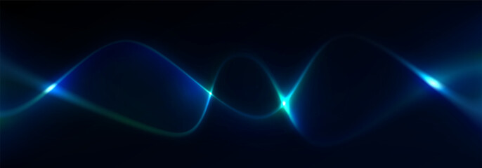 Wall Mural - neon background with glowing lines of light curling through with crossing each other. cosmic and sci