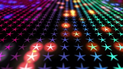 Wall Mural - retro 80s starfield - 4k pulsating pixel video loop on dark backdrop