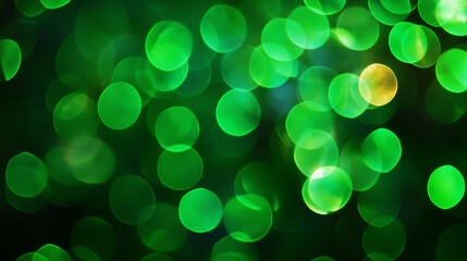 Wall Mural - abstract green bokeh light with circular highlights
