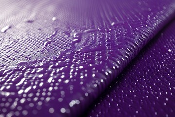 Poster - Close-up view of wet purple surface showcasing droplets and texture after rain or water exposure