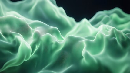 Aufkleber - Serene abstract glowing mint landscape digital art showcasing smooth flowing organic forms