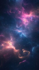 Poster - Majestic cosmic ballet a stunning vertical view of interstellar nebula filled with shimmering stars and vibrant colors