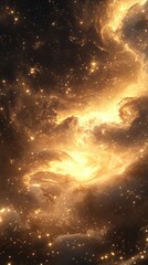 Fototapete - Abstract Gold Swirl Space Nebula Celestial Phenomenon Cosmos Galaxy Shining Light Stars