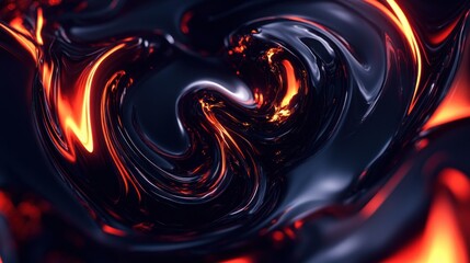 Aufkleber - Dynamic blend of fiery embers and liquid steel creating a mesmerizing abstract modern art design