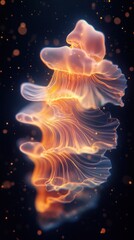 Poster - Abstract ethereal jellyfish form with warm glowing luminescence artistic fantasy background  mystical and translucent bioluminescence in artistic style