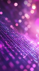 Poster - Futuristic digital texture with glowing purple lines and bokeh evoking modern technology and innovation