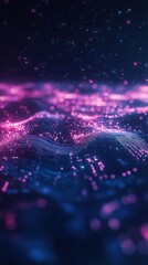 Poster - Mesmerizing magenta light waves on abstract cosmic backdrop creating dynamic vibrant energy futuristic design