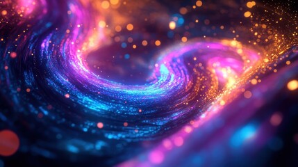 Poster - Mesmerizing spiral nebula of colorful particles and ethereal light cosmic energy artistic background