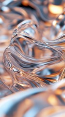 Poster - Abstract glass wave flowing with graceful curves shimmering gradient water artistic design