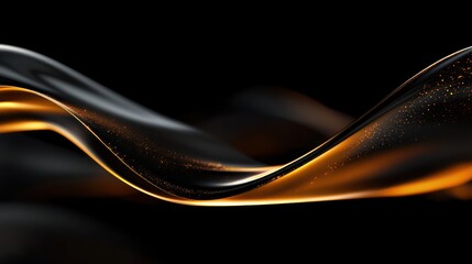 Poster - Abstract Swirl of Darkness Embraces Subtle Golden Light Flowing into the Depth Elegant Background