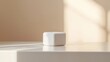 © Nutty - Minimalist white cube platform with sunlight shadows backdrop and a clean composition promoting luxury