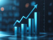 © chok - 3D bar chart representing growth with upward trend, showcasing data analysis and financial success