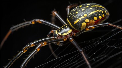 Wall Mural - intricate web weaver: a close-up captures the intricate details of a vibrant spider resting graceful