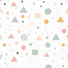Leinwandbilder - Seamless baby pattern with geometric shapes in soft pastel colors for modern nursery decor Generative AI