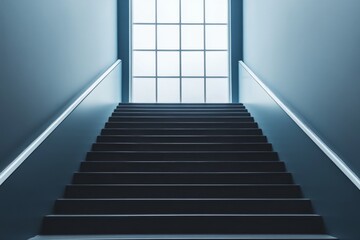 Fototapete - Stairway leading to light with modern design and soft color palette during daytime