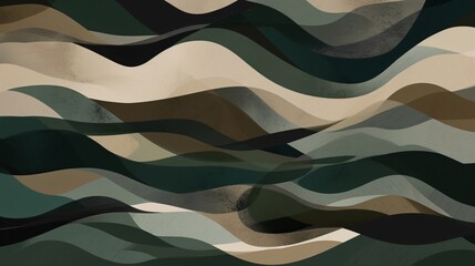Wall Mural - serene waves of color layers abstract illustration depicting tranquility and depth in earth tones