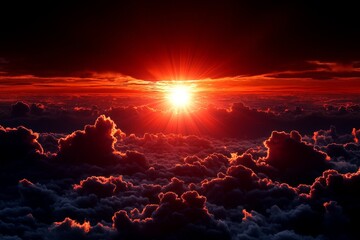 Poster - Beautiful sunrise above the clouds showcasing vibrant colors at dawn over a serene sky