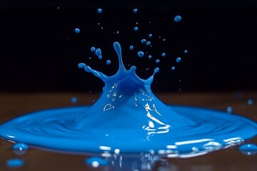 Aufkleber - Dynamic splash of blue paint captured on a dark background during a creative art session
