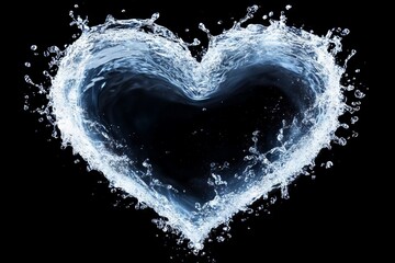 Aufkleber - Captivating heart shape created from splashing water against a dark background