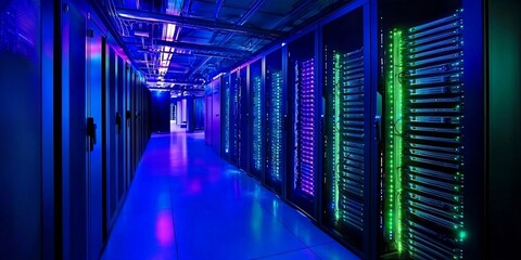 Data server center background, digital hosting. ai generated