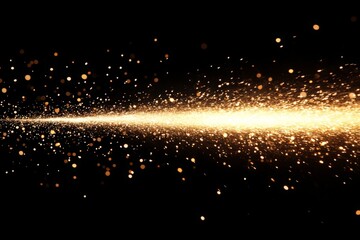 Fototapete - Shimmering golden particles create a dazzling effect in a dark background during a festive celebration