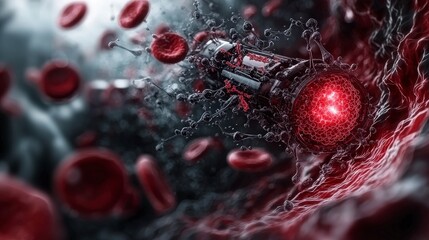 Leinwandbilder - Biomedical innovation red blood cell interaction microscopic environment abstract visualization scientific concept