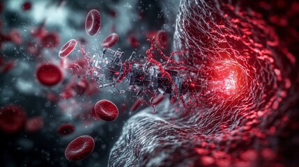 Leinwandbilder - Blood cell interaction visualization human body digital art abstract close-up medical concept