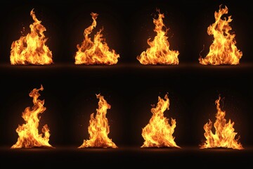 Poster - Flames dancing in varied forms against a dark background, showcasing the beauty and movement of fire