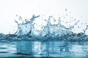 Aufkleber - Dynamic water splash creating ripples in clear liquid during bright daylight
