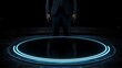 © std - Businessman standing on futuristic platform.