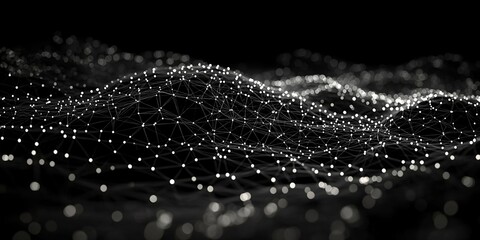AI Neural Nets. Futuristic Background of Artificial Intelligence Neural Networks. Black Background. Generated by AI