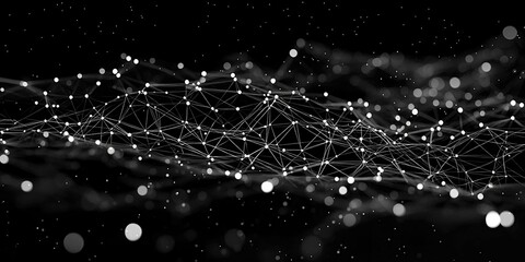 AI Neural Nets. Futuristic Background of Artificial Intelligence Neural Networks. Black Background. AI generative