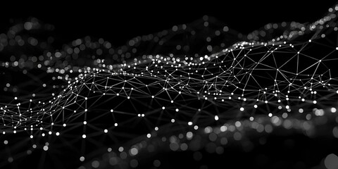 AI Neural Nets. Futuristic Background of Artificial Intelligence Neural Networks. Black Background. ai generated