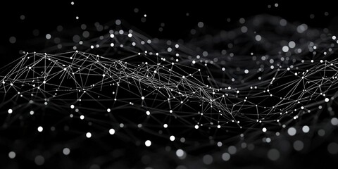 AI Neural Nets. Futuristic Background of Artificial Intelligence Neural Networks. Black Background. AI digital illustration