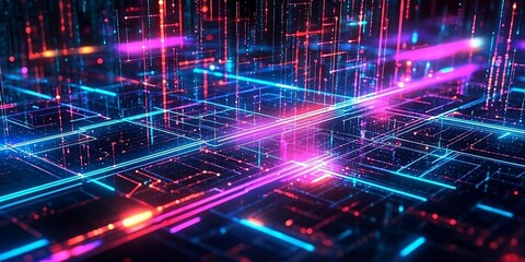 Abstract digital technology background, artificial intelligence. Generative AI technology