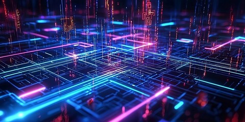Abstract digital technology background, artificial intelligence. AI generative