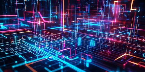 Abstract digital technology background, artificial intelligence. Generative AI