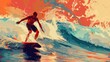 © Mbok - Surfer Rides Ocean Wave for Abstract Art.