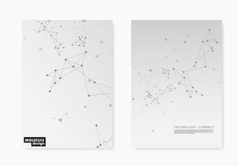 Fototapete - Vector banner design, connecting dots and lines. Global network connection. Geometric connected abstract background