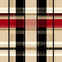 Aufkleber - Elegant classic check pattern features soft beige, black, and red stripes reflecting luxury British textile design and heritage Generative AI