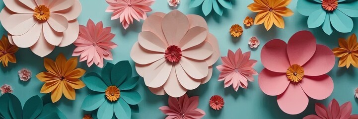 floral fantasy: a kaleidoscope of handmade paper flowers, a charming visual symphony of vibrant hues
