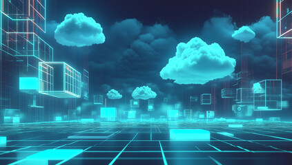 Cloud computing digital information and cyberspace background