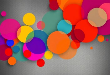 Wall Mural - abstract colorful circles overlapping on a textured background, vector art, digital, vibrant