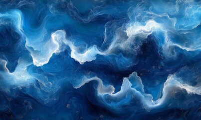 abstract image of a dynamic ocean current or swirling celestial formation with shades of blue and wh