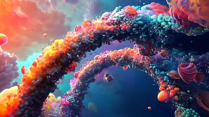 Wall Mural - Vibrant Colorful Abstract Cosmic Background with Glowing Swirling Nebula and Planets