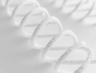 Wall Mural - a detailed view of a dna helix is presented against a pristine white background, highlighting its un