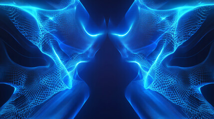 Abstract futuristic background with blue DNA-like structures.